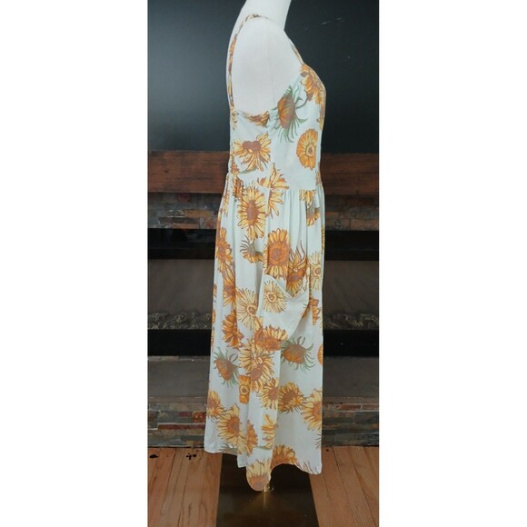 Urban Outfitters Cooperative Linen Blend Womens Sunflower Sundress Large Pockets - Picture 5 of 14